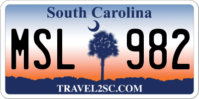 SC license plate MSL982