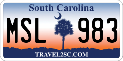 SC license plate MSL983