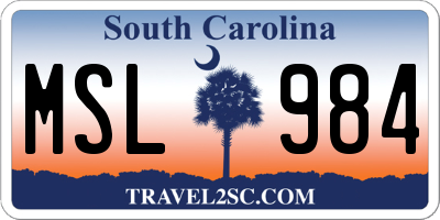 SC license plate MSL984