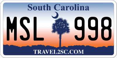 SC license plate MSL998