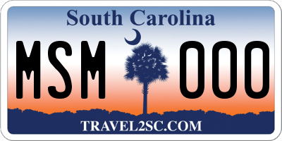 SC license plate MSM000