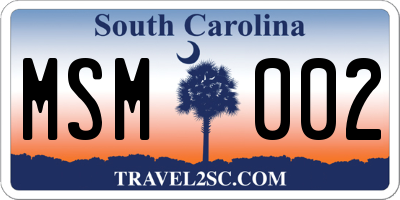 SC license plate MSM002