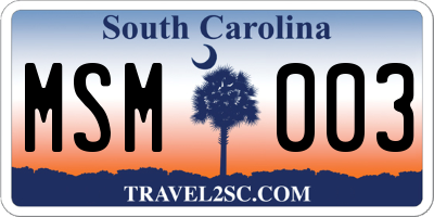SC license plate MSM003