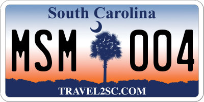 SC license plate MSM004