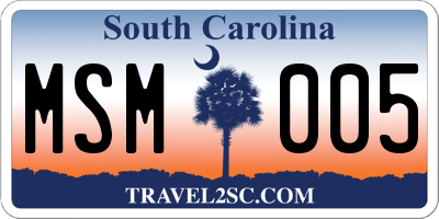 SC license plate MSM005