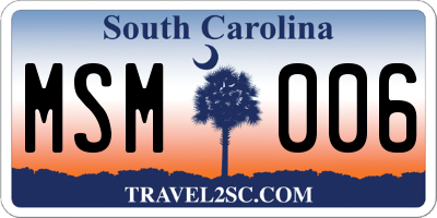 SC license plate MSM006