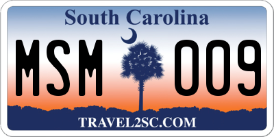 SC license plate MSM009