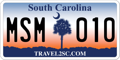 SC license plate MSM010