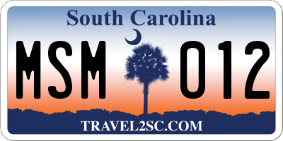 SC license plate MSM012