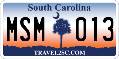 SC license plate MSM013