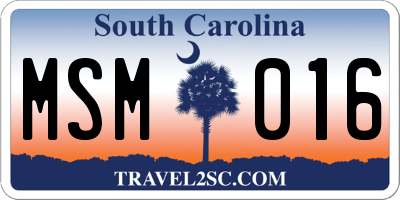 SC license plate MSM016