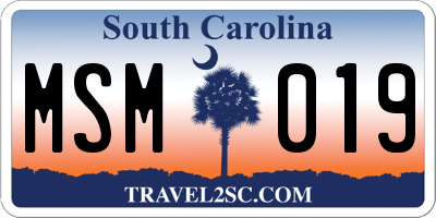 SC license plate MSM019