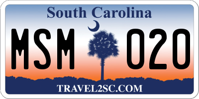 SC license plate MSM020