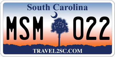 SC license plate MSM022