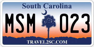 SC license plate MSM023