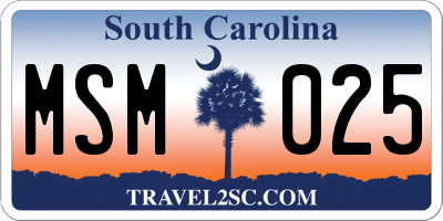 SC license plate MSM025