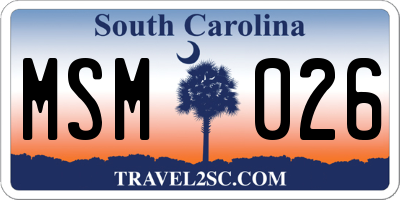 SC license plate MSM026