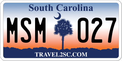 SC license plate MSM027