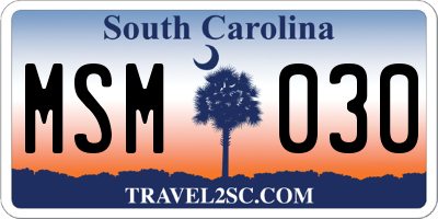 SC license plate MSM030