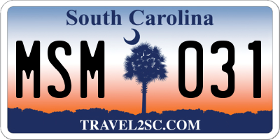SC license plate MSM031