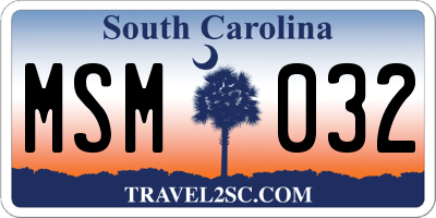 SC license plate MSM032