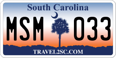 SC license plate MSM033