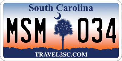 SC license plate MSM034