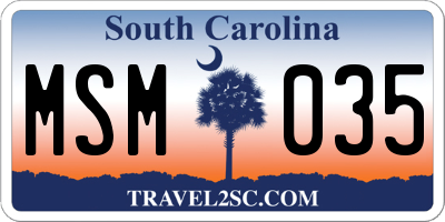 SC license plate MSM035