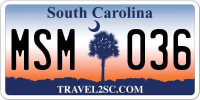 SC license plate MSM036