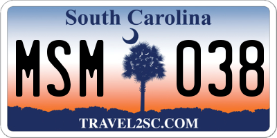 SC license plate MSM038