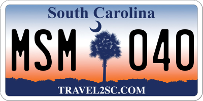SC license plate MSM040