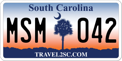 SC license plate MSM042