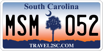 SC license plate MSM052