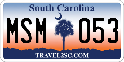 SC license plate MSM053