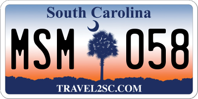 SC license plate MSM058
