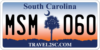 SC license plate MSM060
