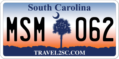 SC license plate MSM062