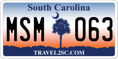 SC license plate MSM063