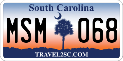 SC license plate MSM068
