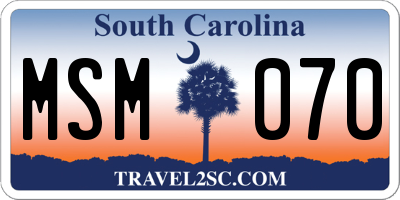 SC license plate MSM070