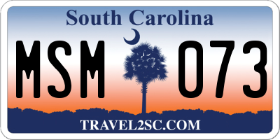 SC license plate MSM073