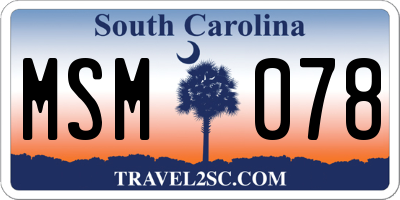 SC license plate MSM078