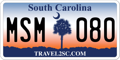 SC license plate MSM080