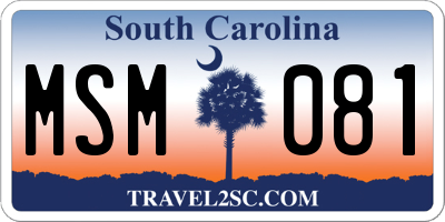 SC license plate MSM081