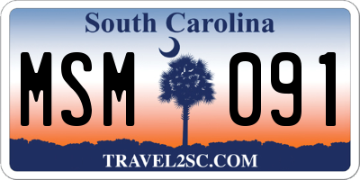SC license plate MSM091