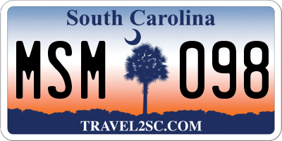 SC license plate MSM098