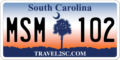 SC license plate MSM102