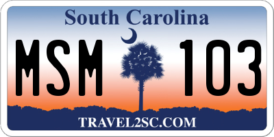SC license plate MSM103
