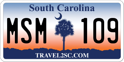 SC license plate MSM109