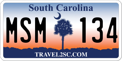 SC license plate MSM134